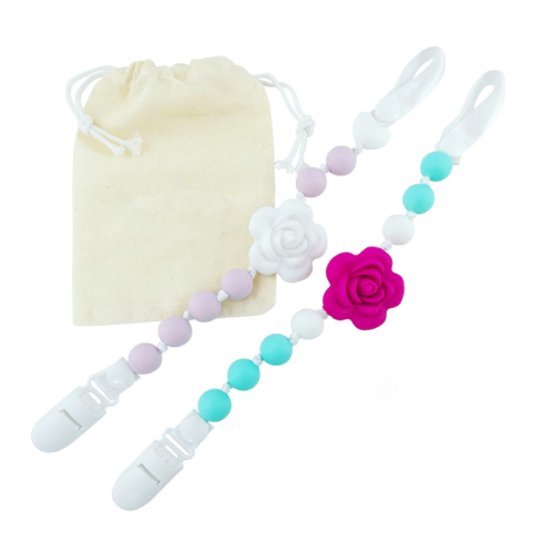 Clip del ciuccio per bambini in silicone fiore gratuito BPA