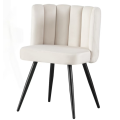 Silla de comedor moderna de terciopelo con diseño de respaldo único