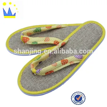 Popular disposable flip flop low price printing cotton women's slipper