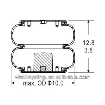 Double convoluted air spring/Air suspension 2B9-255/Car part For RIDEWELL