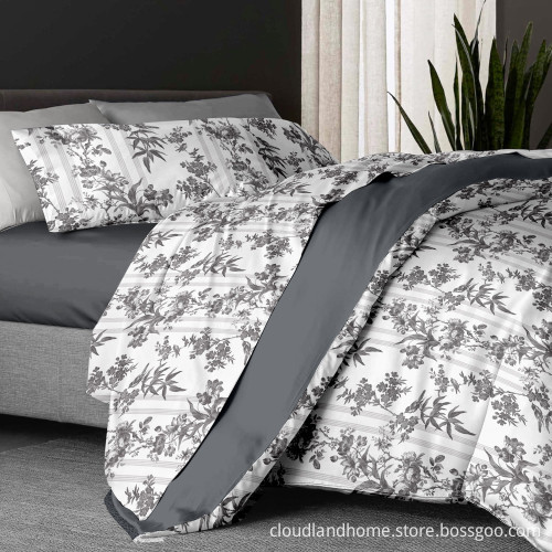 Cloudland Alia Printed Designer Cotton Bed Sheet Set Queen Size 3 Pieces