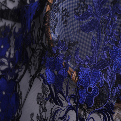 Tissu de broderie de frontière de dentelle chimique deux tons