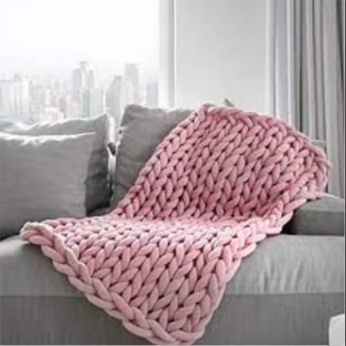 Wholesale Customized Pink Knitted Thick Needle Blanket