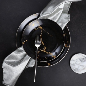 Factory Direct Gold Line Luxury Porcelain Plate Set for Wedding