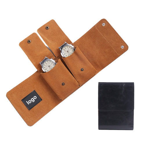leather velvet suede double watch travel storage pouch