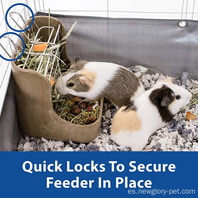 Alimentador de alimentos con cerraduras rápidas para conejos para mascotas
