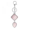 Rhombus Water Drop Gemstone Pendant Keychains Natural Quartz Teardrop Chaveiro