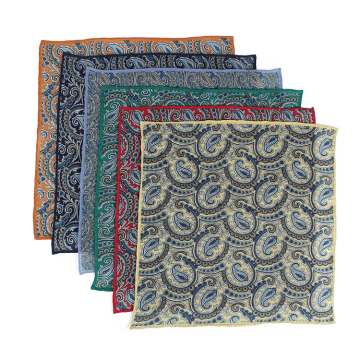 Dacheng Manufacture Paisley Printed Linen Pocket Square