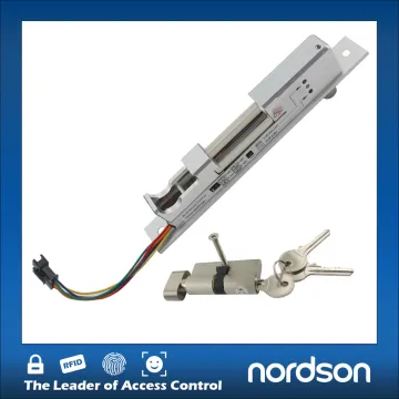 Micro narrow frame dead electric bolt lock with cylinder and emergency key