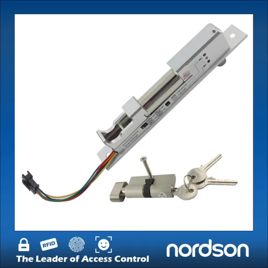 Micro narrow frame dead electric bolt lock with cylinder and emergency key