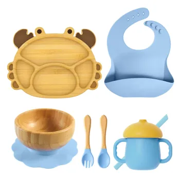 Crab Cloud Elephant Car Dinosaur Bamboo Dinnerware Set" 

However, given the eclectic mix of items, a more fitting and concise title might be:

"Bamboo Dinner Plate Set with Fork and Spoon" 

This focuses on the primary product, which seems to be the dinn