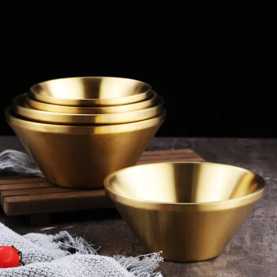 Modern Stainless Steel Gold Large Round Soup Ramen Bowl