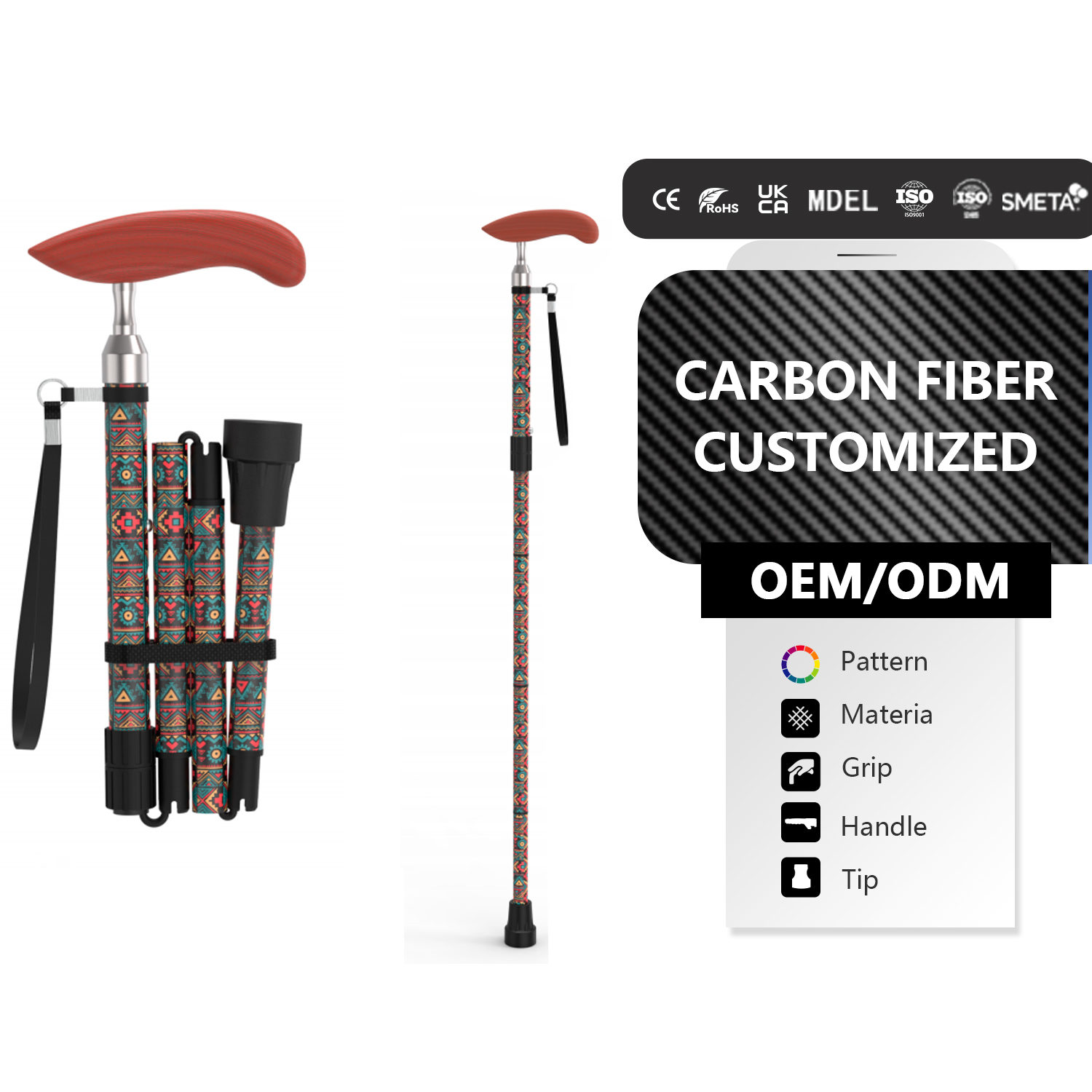 All-Terrain Carbon Fiber Folding Walking Stick Heavy Duty Recovery Assist for Men Women Elderly-Exclusive Use Mobility Cane1