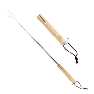 Wholesale Telescopic BBQ Marshmallow Roasting Sticks and Barbecue Forks with Wooden Handles
