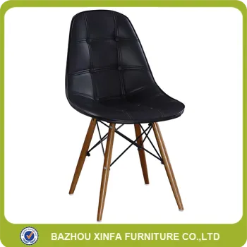 Low back high quality PU leather seat wood legs dining chairs cheap sale