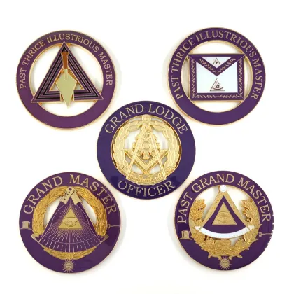 Freemasonry Past Master Smile Logo Car Badge Emblem: Round Metal Masonic Past Master Auto Emblem