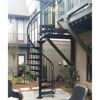 Silver Grey Stainless Steel 304 Waterproof Outdoor Spiral Stairs