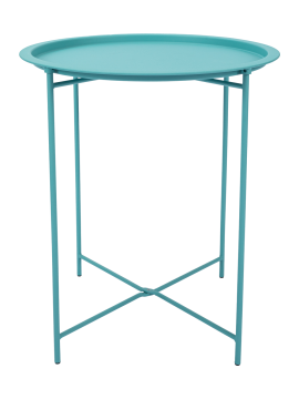 Metal Folding Round Side Table with Removable Tray