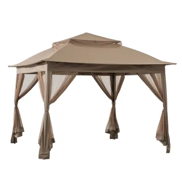Steel Pergola Roof Pop-Up Gazebo with Netting for Gardens