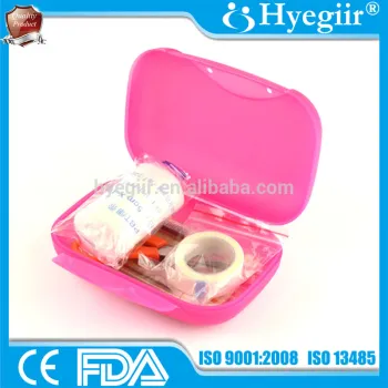 High quality first-aid kit in small plastic pack with multiple color choices and item selection