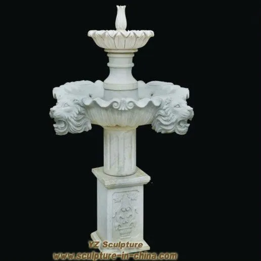 Garden Stone Fountain with Lion Head