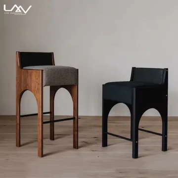 Modern Vintage Style Wood Frame Dining Chair - Walnut Color Bar Chair Furniture
