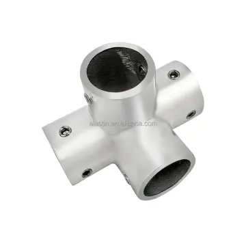 304 Stainless Steel Marine Hardware Pipe Handrail Fittings - 4 Way Tee Rail Brackets Connector