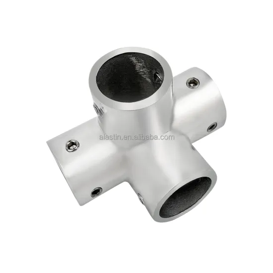 304 Stainless Steel Marine Hardware Pipe Handrail Fittings - 4 Way Tee Rail Brackets Connector
