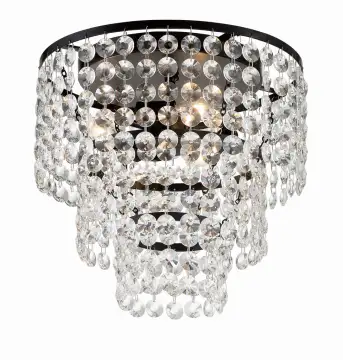 Black Frame Crystal Ceiling Lamp for Bedroom and Living Room