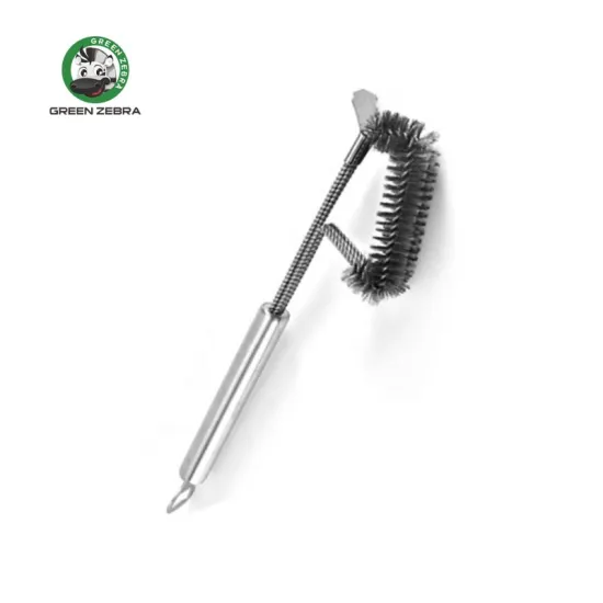 Professional Outdoor Kitchen Barbecue Tool Set: Stainless Steel Grill Scraper & Bbq Cleaning Brush with Extendable Handle
