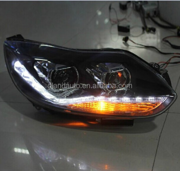 DLAND 2012-2013 Focus Angel Eye Complete Headlight V4 with R8 LED Tear Eye and Bi-Xenon HID Projector for Ford