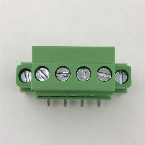 Vertical PCB terminal block with fixed flange