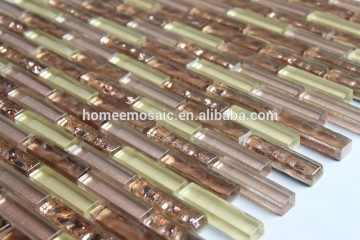 Mini brick metallic glass mesh-mounted mosaic tile for house background