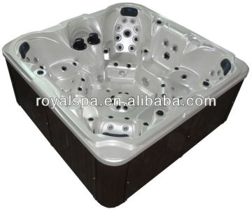 free 100 jets square Acrylic 7 seats hot outdoor whirlpool bathtub