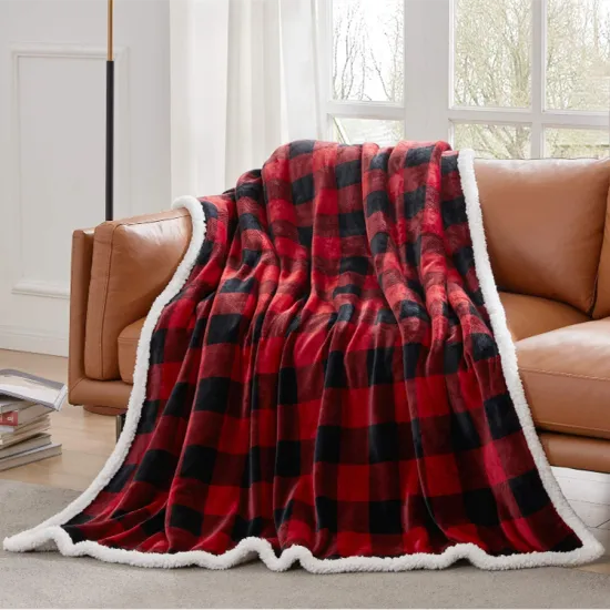 Sherpa Red and Black Buffalo Plaid Throw Blanket Fleece Flannel Plush Microfiber Blanket,Fuzzy Fluffy Soft Cozy Blanket