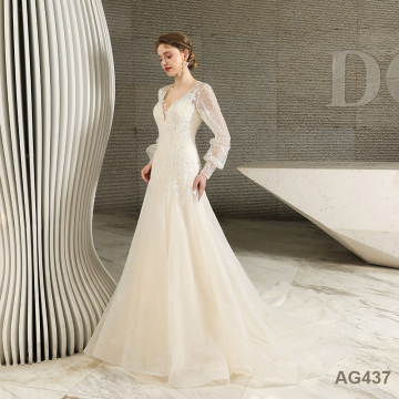 Lengan panjang Dubai Luxury Lace Baru Vestido de Noiva Custom Made Muslim Wedding Dress Bridal Gowns