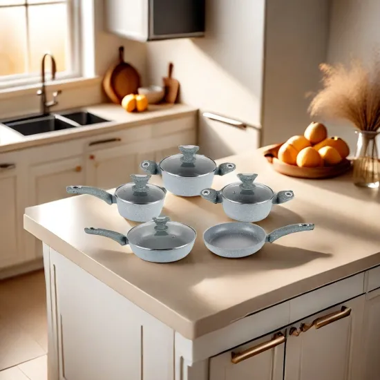 Factory Wholesale: 9pcs Non-Stick Aluminum Cookware Set including Soup, Milk, Frying Woks & Saucepans