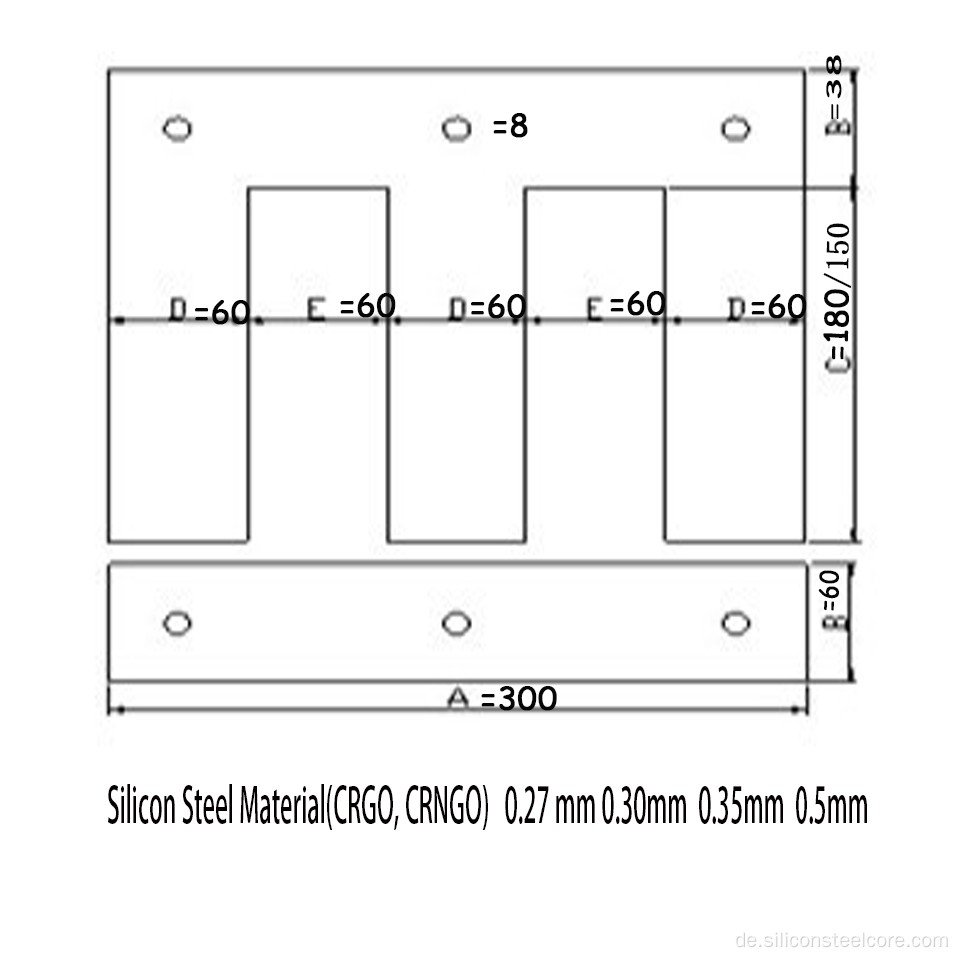 HS-Code: 85049010 EI-60-300-Laminationen mit Löchern, Klasse 800, nicht geglüht [Teil des Transformators]