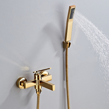 Luxury Brass In-Wall Shower Faucet Mixers Taps with Hand Shower Set Gold