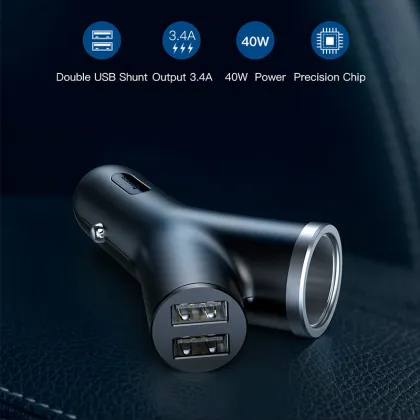 Baseus Dual USB Car Charger For iPhone Samsung Xiaomi mi 3.4A Fast Charging Car Phone Charger Adapter Cell Mobile Phone Charger