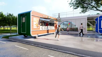 Custom modular mobile coffee trailer for North American
