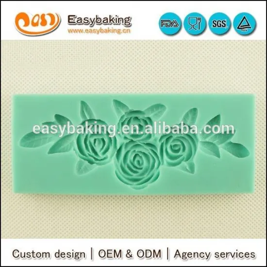 Elegant custom fandant cake decorating rose shape silicone mold