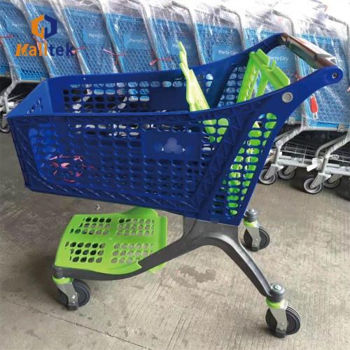 Plastic Shopping Trolley 4 Wheels Totaly Plastic Store Shopping Cart Supplier