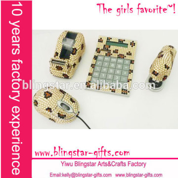 leopard diamond crystal stationery set