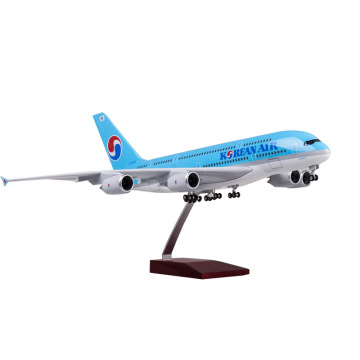 1/150 Scale Korean Air Airbus 380 and Boeing 747 Model Aircraft with Wheel Lights in ABS Resin