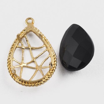 Pendant, Fashion Jewellery Tear Drop Semi-Precious Stone Gold Pendant, Pendant Jewelry Findings Brass P6338