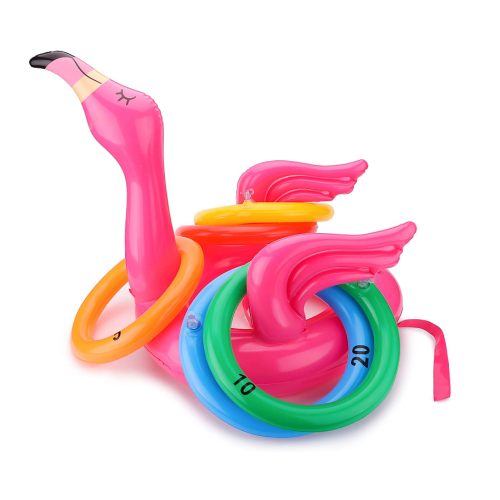 Eastommy Holiday Flamingo Gonfiabile Ring Toss Game