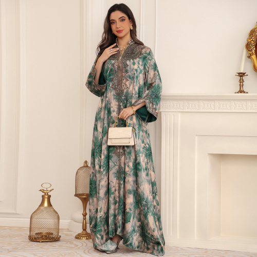 لباس ماکسی زنانه ابیا کفتان گل سبز عید