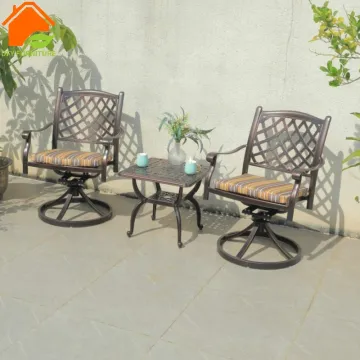 Waterproof Outdoor Swivel Chair: Durable Wrought Iron Patio Chair with Cushion