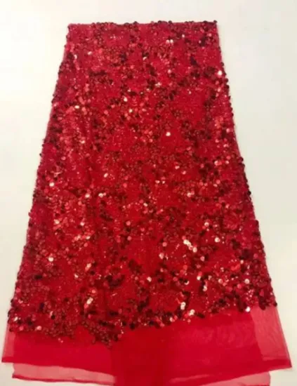 H-121501 French Gorgeous Sequins Material Applique Mesh Embroidery French African Lace Fabric for DIY Sewing Dress